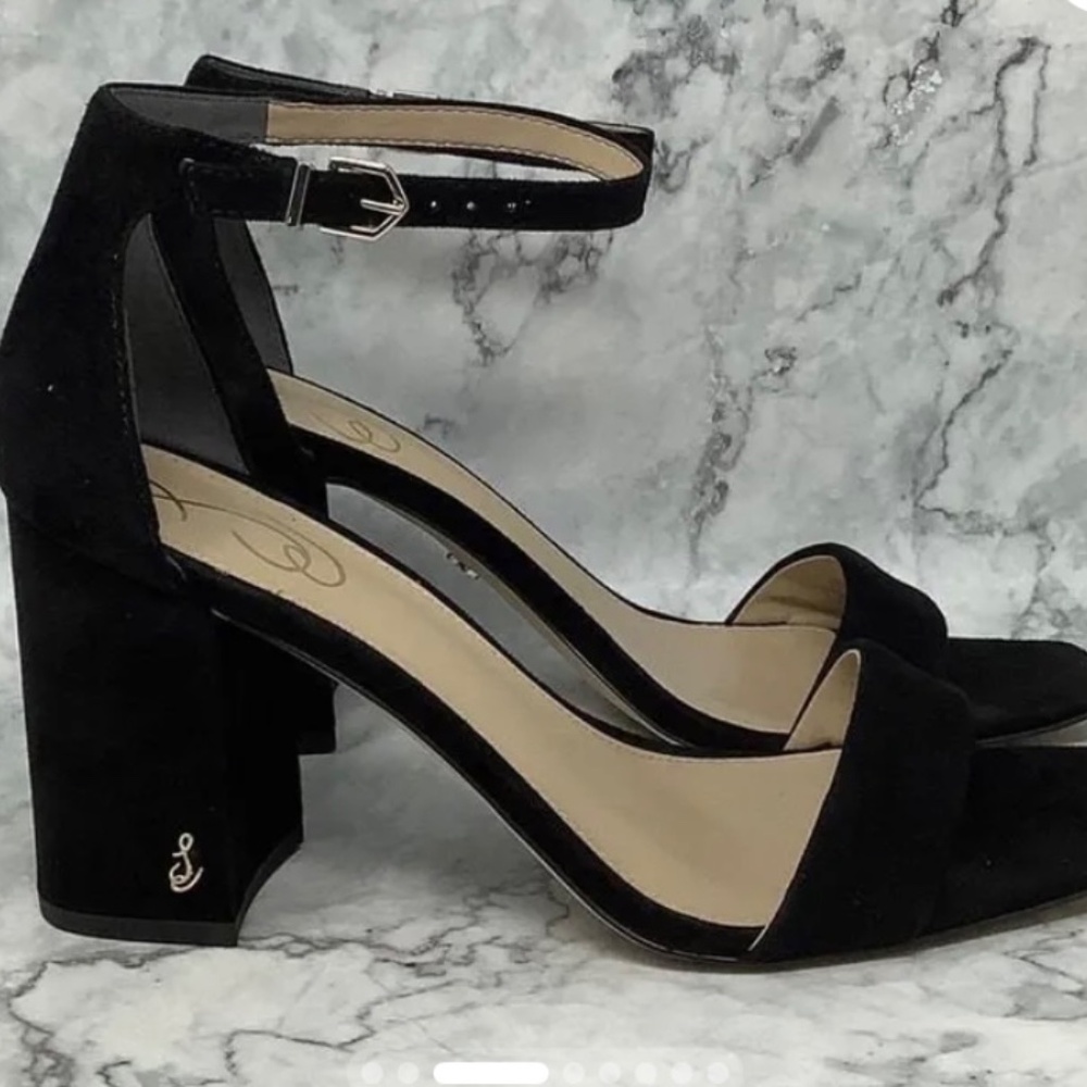 Sam Edelman Women's 9.5W Black Suede Daniella Heels Sandals Ankle Strap  New - Picture 3 of 9